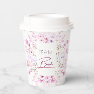 Elegantes Watercolor Ruby Rose Brautparty Pappbecher