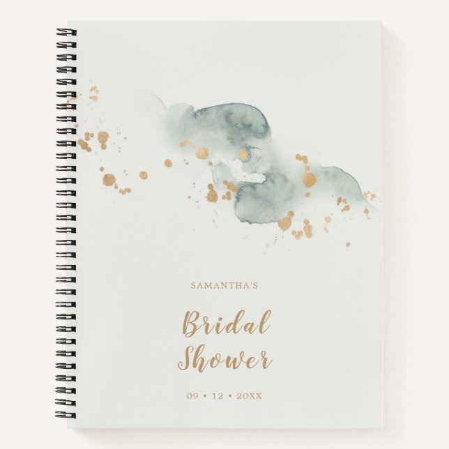 Elegantes Watercolor Sage Gold Brautparty Notizbuch (Vorderseite)