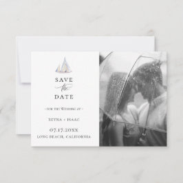 Elegantes Watercolor Sailboat Foto Save the Date Ankündigung