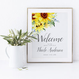 Elegantes Watercolor Sonnenblumen Brautparty Willk Poster