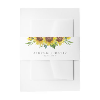 Elegantes Watercolor Sonnenblumen Einladung zur Ho Einladungsbanderole