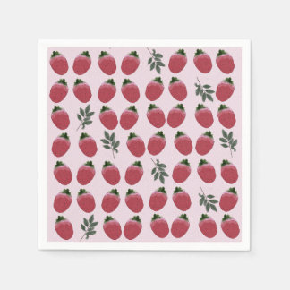 Elegantes Watercolor Strawberry Bday Party Napkin Serviette