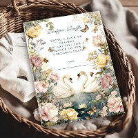 Elegantes Watercolor Swans Diapper Raffle