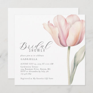 Elegantes Watercolor Tulip Brautparty Einladung