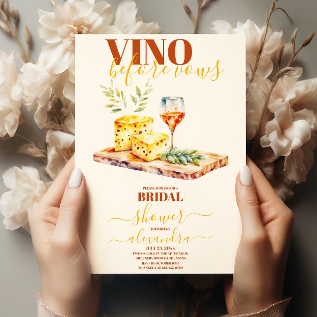 Elegantes Watercolor Vino vor dem Vows-Brautparty Einladung (Von Creator hochgeladen)