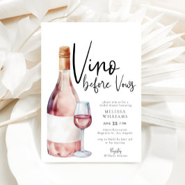 Elegantes Watercolor Vino Vor Vows Brautparty Einladung