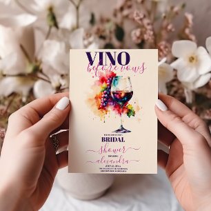 Elegantes Watercolor Vino Vor Vows Brautparty Einladung
