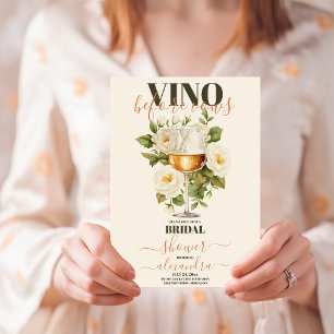 Elegantes Watercolor Vino Vor Vows Brautparty Einladung