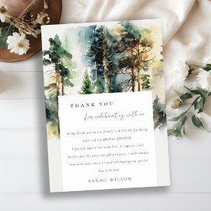 Elegantes Watercolor Wald Forest Brautparty Dankeskarte