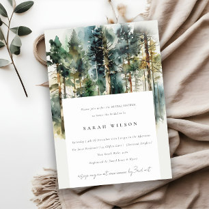 Elegantes Watercolor Wald Forest Brautparty Einladung