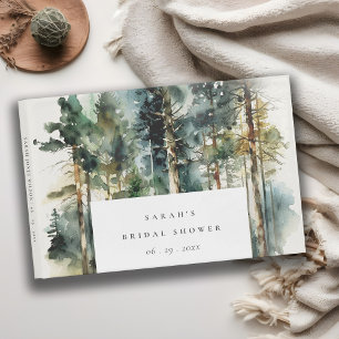 Elegantes Watercolor Wald Forest Brautparty Gästebuch