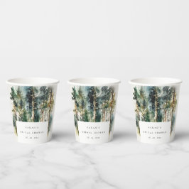 Elegantes Watercolor Wald Forest Brautparty Pappbecher