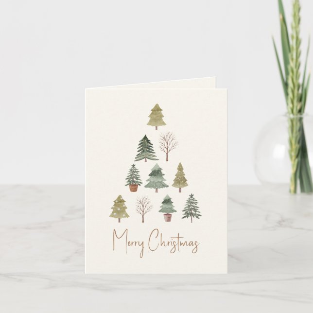 Elegantes Watercolor Weihnachten Pine Trees Non Fo (Vorderseite)