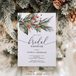 Elegantes Watercolor Weihnachts-Brautparty Einladu Einladung