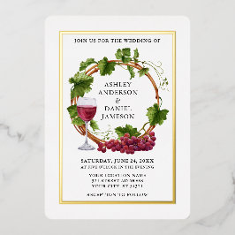 Elegantes Watercolor Weinkeller Wine Wreath Folieneinladung