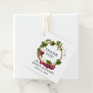 Elegantes Watercolor Weintrauben Hochzeit des Holz Geschenkanhänger