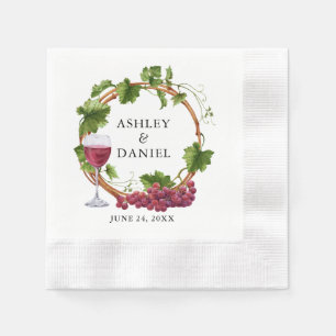 Elegantes Watercolor Weintrauben Hochzeit des Holz Serviette