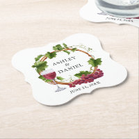 Elegantes Watercolor Weintrauben Hochzeit des Holz