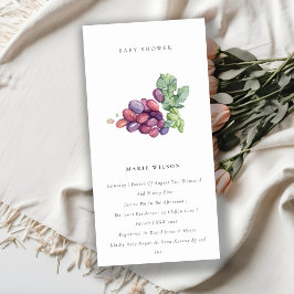 Elegantes Watercolor Weintrauben Kinderdusche Einl Dankeskarte