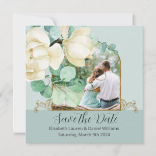 Elegantes Watercolor Weißes Magnolia Save the Date
