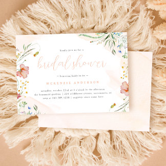 Elegantes Watercolor Wildblume Brautparty Einladung