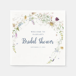 Elegantes Watercolor Wildblume Brautparty Serviette