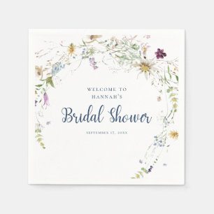 Elegantes Watercolor Wildblume Brautparty Serviette