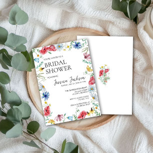 Elegantes Watercolor-Wildblumen-Brautparty Einladung