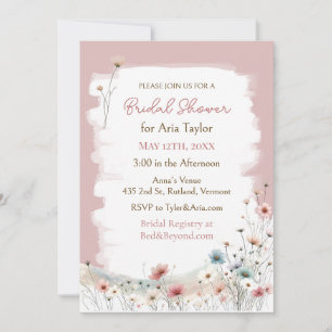 Elegantes Watercolor-Wildblumen-Brautparty Einladung