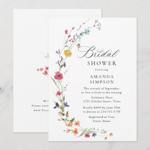 Elegantes Watercolor Wilde Blume Brautparty Einladung