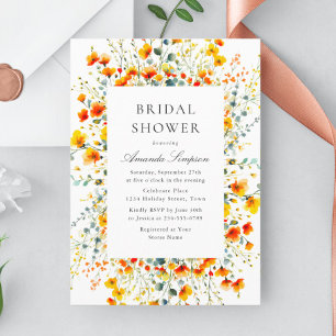 Elegantes Watercolor Wilde Blume Brautparty Einladung