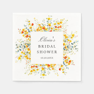 Elegantes Watercolor Wilde Blume Brautparty Serviette