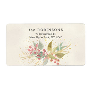 Elegantes Watercolor Winter Berries & Grüne