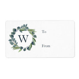 Elegantes Watercolor Winter Foliage Wreath Monogra