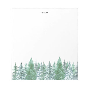 Elegantes Watercolor Winter Pine Trees Personalisi Notizblock