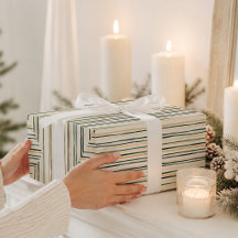 Elegantes Watercolor-Winter-Streifen-Geschenkpapie