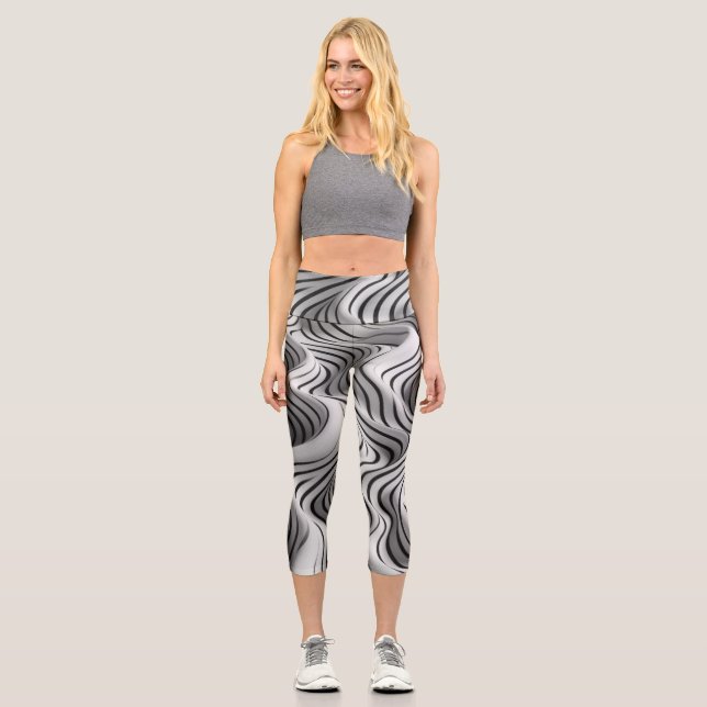 Elegantes Wavefarben Design 2 Capri Leggings (Vorderseite)