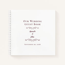 Elegantes Wedding Burgundy Chic Budget Gästebuch Notizbuch