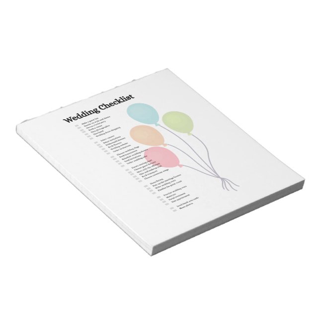 Elegantes Wedding Checklist Notepad Notizblock (angewinkelt)
