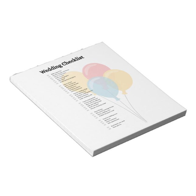 Elegantes Wedding Checklist Notepad Notizblock (angewinkelt)
