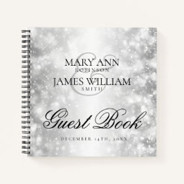 Elegantes Wedding Gästebuch Silver Shimmer Lights Notizbuch