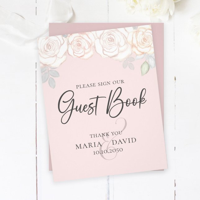 Elegantes Wedding Guest Book Sign Blush Pink Flyer (Von Creator hochgeladen)