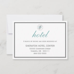 Elegantes WEDDING HOTEL CARD Monogramm mit Initial RSVP Karte