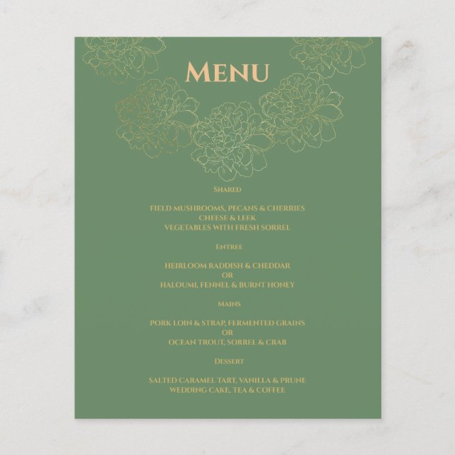 Elegantes WEDDING MENU. Menükarte Flyer (Vorne)