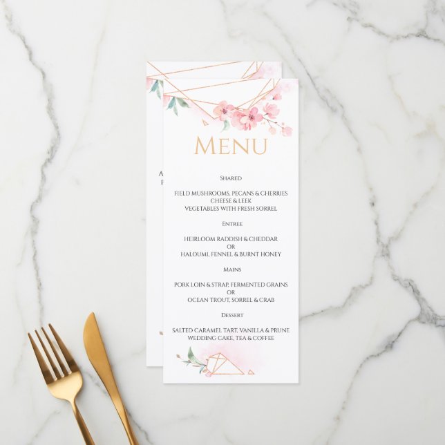 Elegantes WEDDING MENU.Menükarte Menükarte (Vorderseite/Rückseite Beispiel)