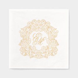 Elegantes Wedding Monogram Wappen Servietten Mit Folie