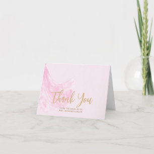 Elegantes, weich rosa Hochzeitskleid Brautparty Dankeskarte