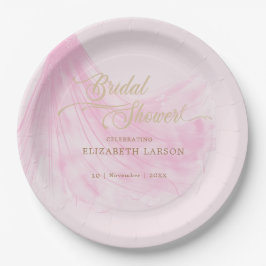 Elegantes, weich rosa Hochzeitskleid Brautparty Pappteller