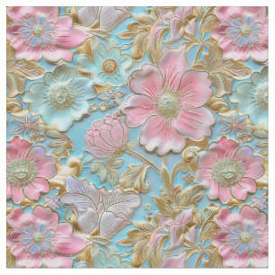 Elegantes weiches Blau, weiches Rosa, florales Clo Stoff