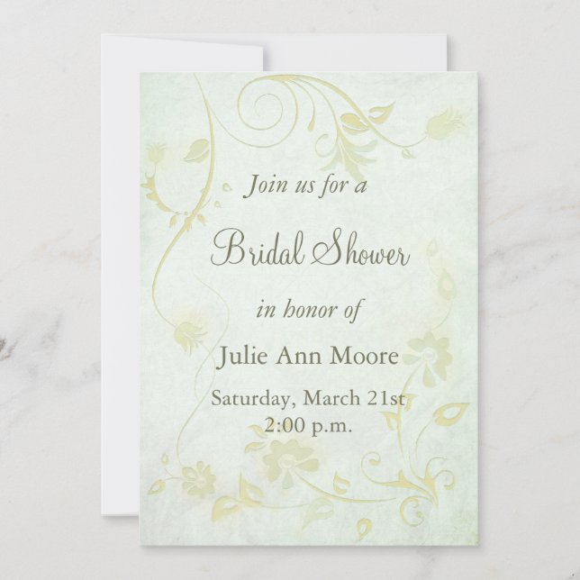 Elegantes weiches, grünes Vintages Brautparty Einladung (Vorderseite)